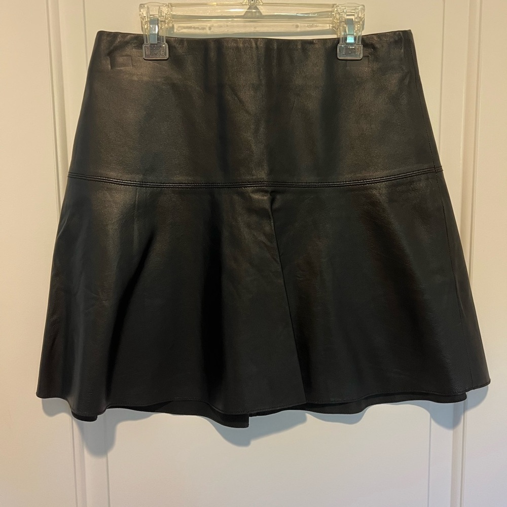 VINCE. Black Leather Skirt